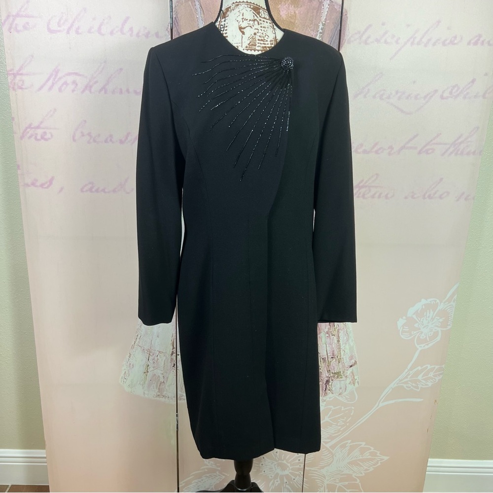 Kasper ASL Women’s Elegant Business Dress size 12 Beaded Detail Polyester
